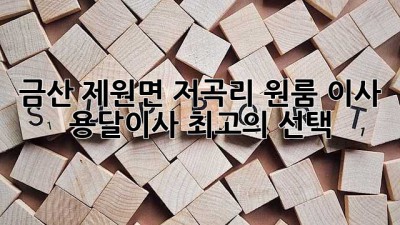 금산 제원면 저곡리 원룸 이사? 용달이사 최고의 선택!